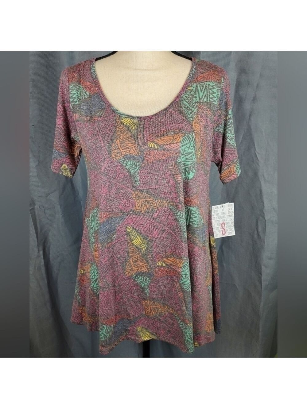 NWT Lularoe Perfect T, multicolored geometric pattern, size S